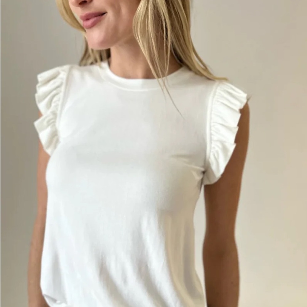 White Ruffle Sleeve Top